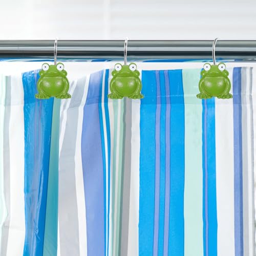 Frog Shower Curtain Hooks 12pcs Resin Shower Rings Rust-Resistant Bathroom Decor