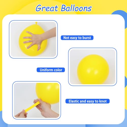 Blue Yellow White Balloon Kit 60pcs 12inch Latex Party Balloons with Print & Confetti