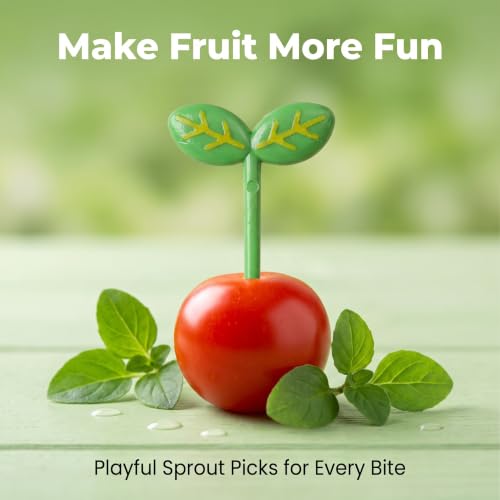 8-Piece Green Leaf Mini Food Picks for Bento Boxes and Party Snacks