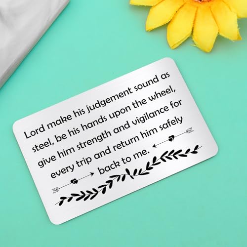 Truck Driver Prayer Card Gift for Husband & Boyfriend - Stainless Steel