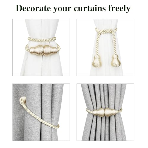 Beige Magnetic Curtain Tiebacks - 2 Pack Decorative Holders