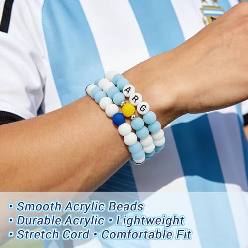 Goldwise Soccer Fan Bracelet Set for Men 3PCS Team Spirit Wristbands