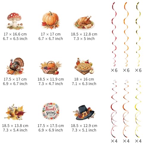 48-Piece Thanksgiving Hanging Swirl Decorations Set