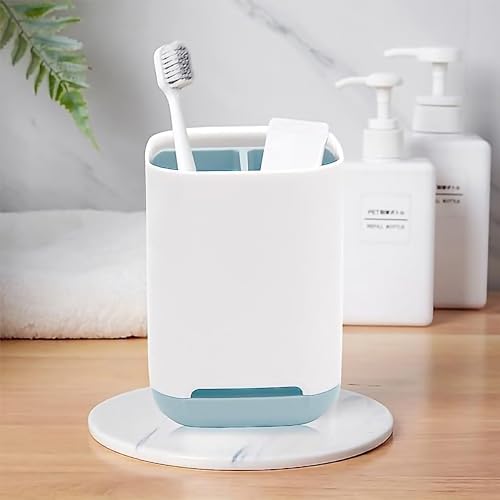 Detachable Toothbrush Holder with Anti-Slip Base – 3 Slot Caddy for Easy Cleaning (Blue)
