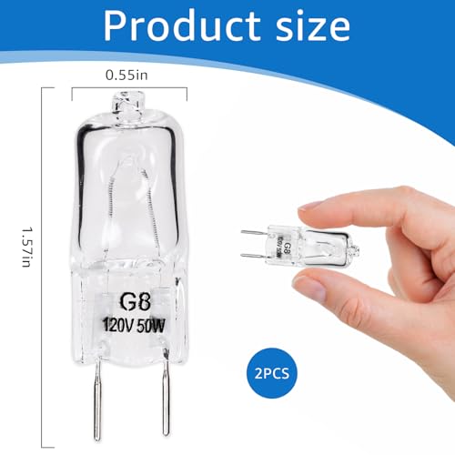 6912A40002J Microwave Halogen Light Bulb 120V 50W G8 (2 Pack Replacement)
