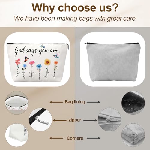 Christian Scripture Makeup Bag - Inspirational Bible Verse Cosmetic Pouch