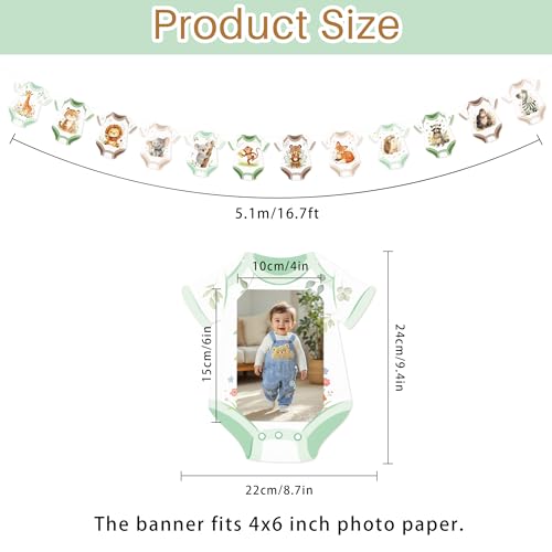 Safari Baby Shower Banner, Jungle Animal Monthly Milestone Photo Garland