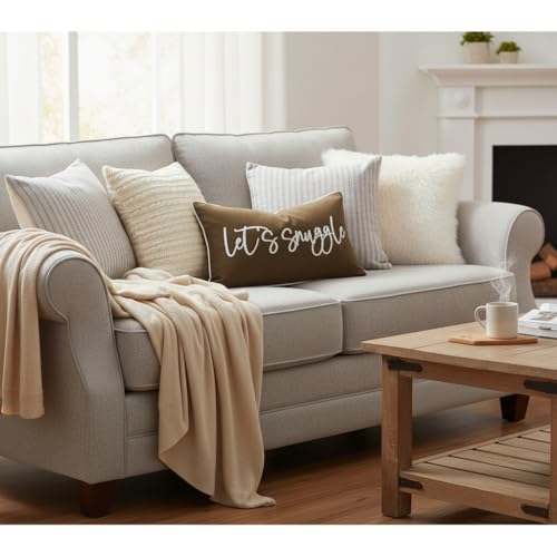 Let's Snuggle Decorative Lumbar Pillow Cover - Brown 12x20"