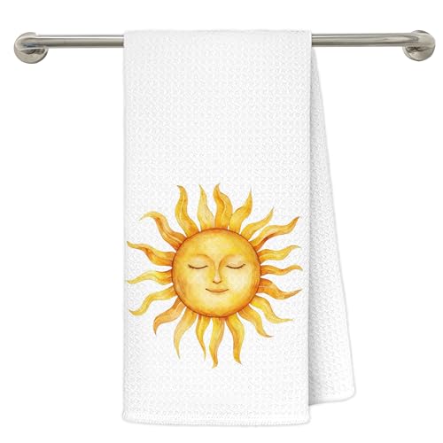 Ocean Towel L Boho Celestial Smiling Sun Kitchen & Bathroom Towel 16x24