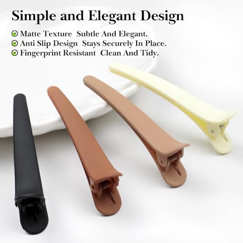 Zoolinn Matte Duckbill Hair Clips 12-Pack - No-Crease Sectioning Barrettes