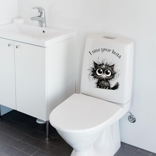 Funny Cat Toilet Seat Decal - I Saw Your Butt Prank Sticker
