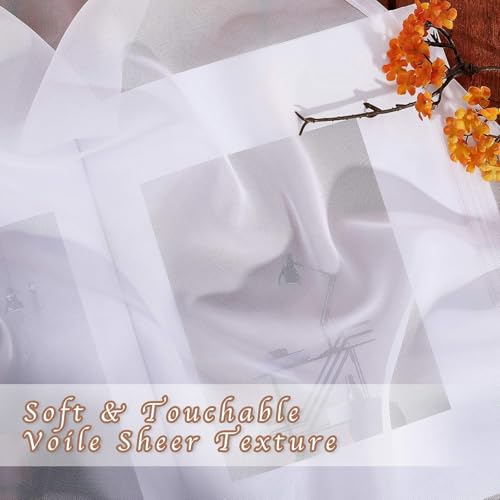 NICETOWN White Sheer Grommet Curtains - 42x48 Inch Voile Panels