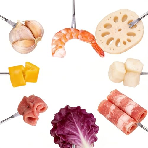 Aoserge 6 Pcs Stainless Steel Fondue Forks with Heat-Resistant Handles