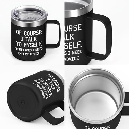 Insulated Stainless Steel Coffee Mug - Funny 'Expert Advice' Quote - Black, 12oz