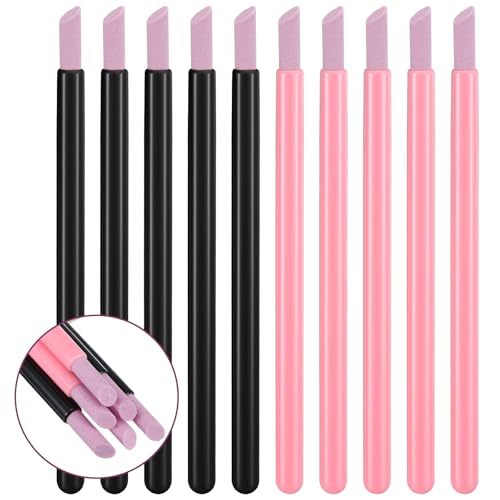 Exircy 10Pcs Pumice Stone Cuticle Pusher Pen, Ergonomic Nail Care Tool