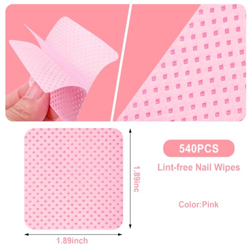 Seonggong Lint Free Nail Wipes 540PCS - Soft Polish Remover Pads for Manicure