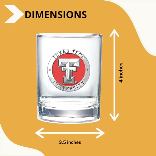 Heritage Pewter Texas Tech Double Old Fashion Glass - 14 OZ Liquor Glass