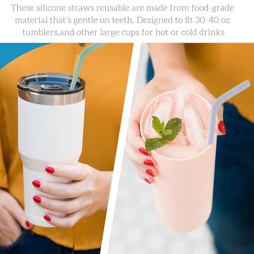 Reusable Silicone Bent Drinking Straws - 11.8 Inch for Large Tumblers, Set of 4