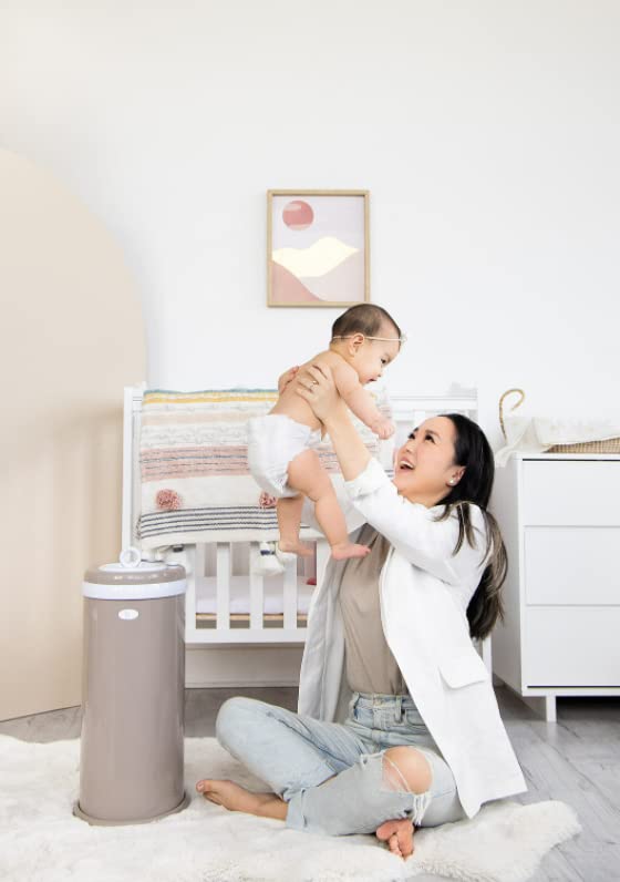 Ubbi Stainless Steel Diaper Pail - Odor Locking Design | No Special Bag Required, Taupe Finish