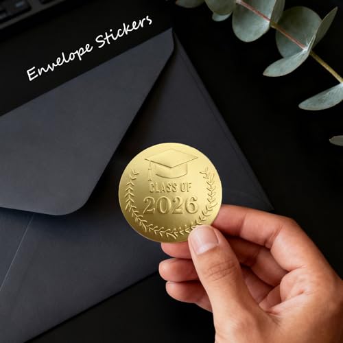 100 Pack Gold Foil Graduation Stickers for Class of 2026