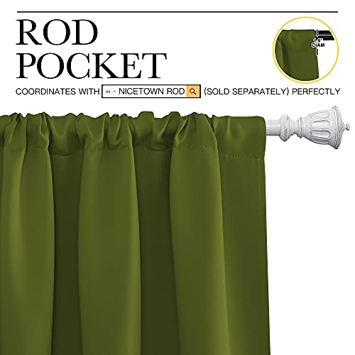NICETOWN Olive Green Thermal Blackout Curtains - 34 x 63 Inch, 2-Pack