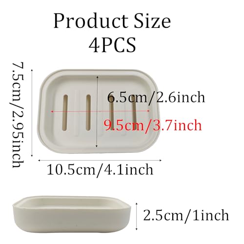 Pson 4-Pack Double Layer Draining Soap Dish, Plastic Soap Holder for Bathroom and Kitchen