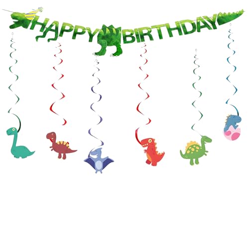 Dinosaur Birthday Party Set - 7pcs Plates, Napkins, Forks & Banner