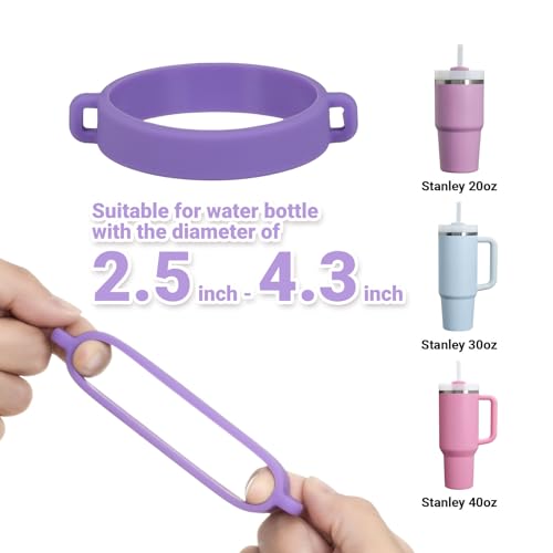 7Pcs Khaki Stanley Cup Accessories Set with Handle Strap, Love Heart/Flower Straw Topper Straw Cover Cap, Silicone Boot, Love Heart Charms for Water Bottle Tumbler 20oz 30oz 40oz