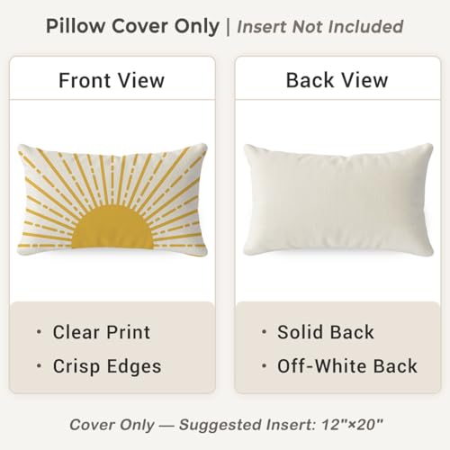 PANDICORN Sunshine Sun Throw Pillow Cover 12x20 Inch - Yellow