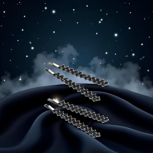 Black Crystal Hair Pins Rhinestone Bobby Pins 2 Pairs