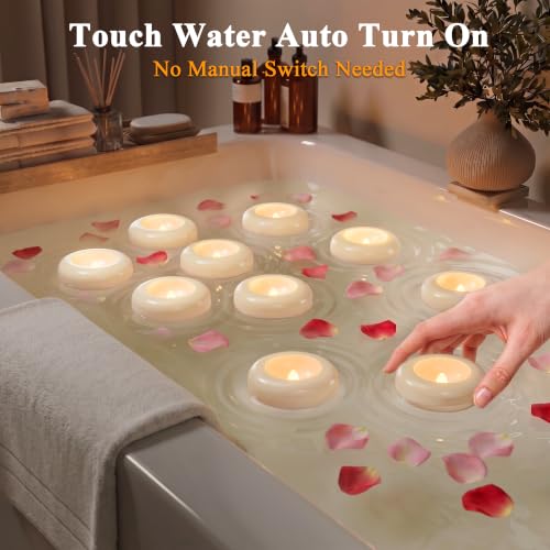 Ivory Rechargeable Floating Flameless Candles 12 Pack Waterproof Tea Lights