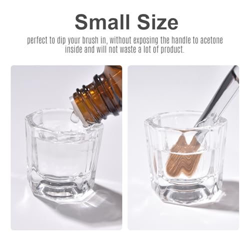 KAZIPOP 2Pcs Clear Glass Dappen Dish Cup for Acrylic Nail Monomer Liquid