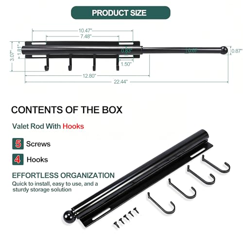 12-Inch Retractable Valet Rod for Closet - Pull-Out Wardrobe Hanging Hook