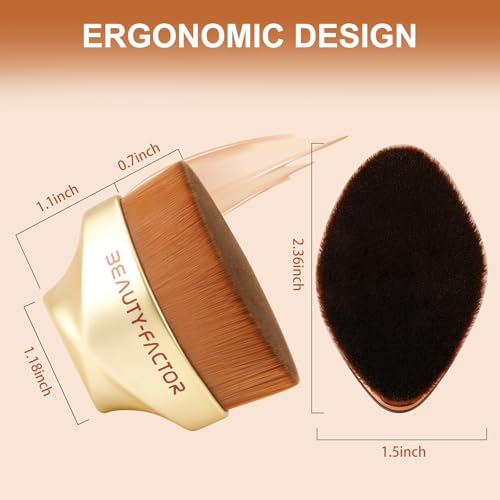 Flat Top Foundation Brush - Kabuki Makeup Brush with Case (Gold)