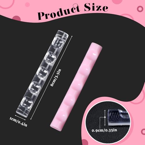 Mozeat Lens Acrylic Nail Brush Holder Stand - 2 Pcs Clear & Pink