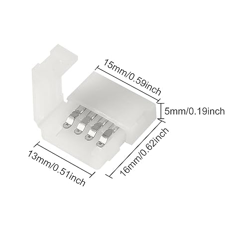 10mm 4-Pin LED Strip Connectors for RGB 5050 Light Strips - 12 Pack