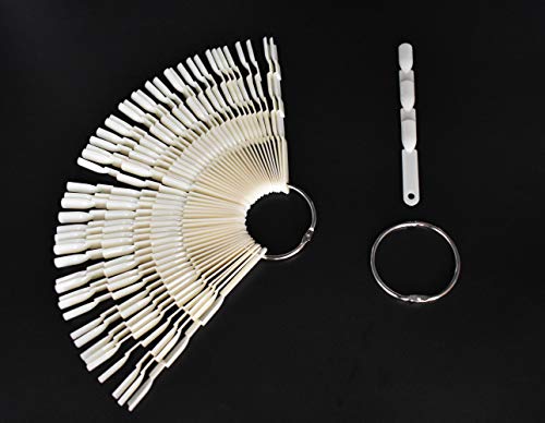 Art&Beauty Nail Polish Color Display Sticks - 150 White Tips with Ring