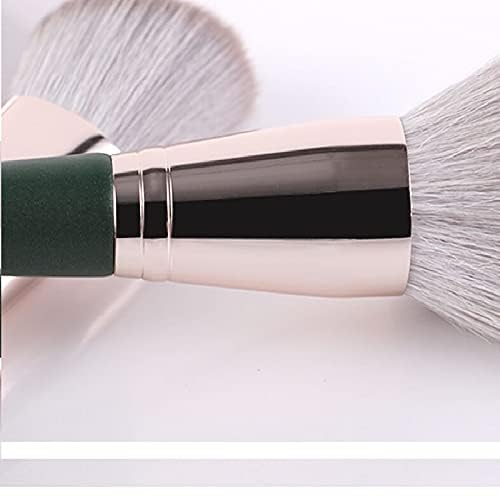 14-Piece Professional Makeup Brush Set with Wooden Handles and Rayon Bristles - Green