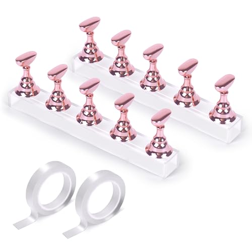 JUSTOTRY Pink Magnetic Nail Practice Stand Holder Kit for Press Ons