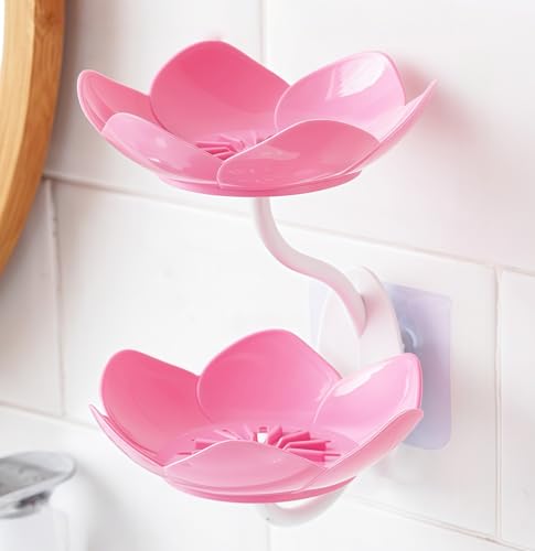 Elegant Lotus Soap Holder - Adhesive Shower Dish, D-Pink