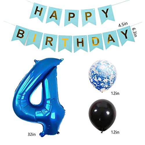 Blue 52nd Birthday Decoration Kit - Foil Balloons & Banner Set