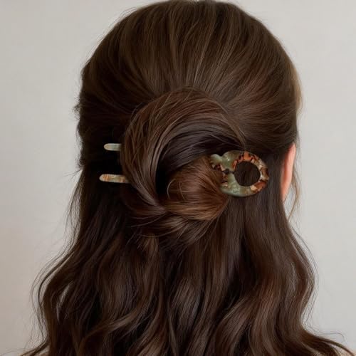 Hubaltuye 6Pcs Curved Hair Pins for Women - Anti-Slip Retro Hair Clips Set