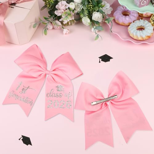 Pink Graduation Bow for Class of 2026 - 7 Inch Hair Clip