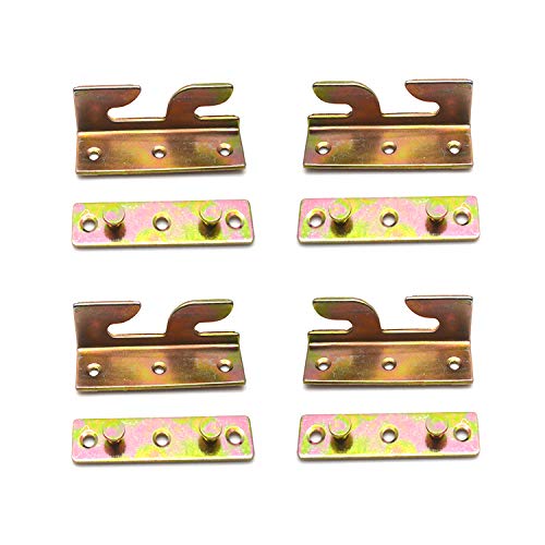 Classic Bed Frame Connector Bracket Set - Heavy Duty Iron, 3.1" Double Hooks