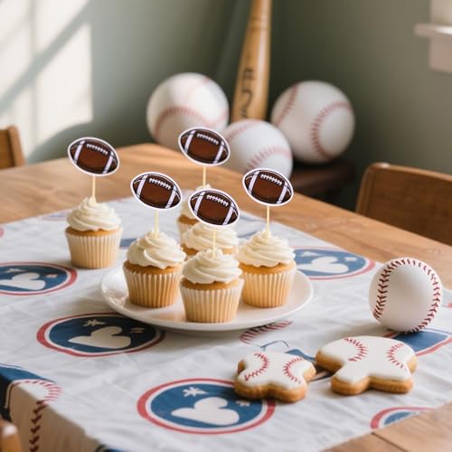 40pcs Rugby Ball Cupcake Toppers - Sports Themed Cake Decorations