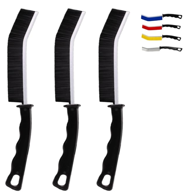Black Crevice Cleaning Brush Set - Ergonomic Grout & Toilet Brush