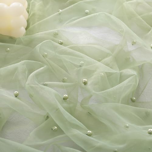 Socomi Pearl Table Runner Sage 10ft Gauze Sheer Wedding Party Home Decor