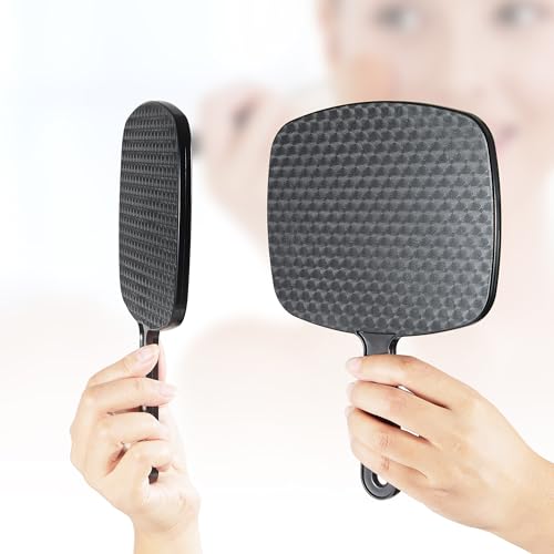 HYOUJIN Handheld Mirror 6.7x9.4 Black - Small Portable Makeup & Salon Mirror