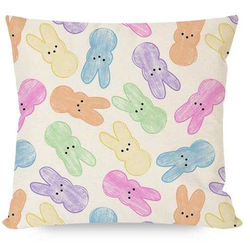 PANDICORN Easter Pillow Covers Set of 2, 18x18 Inch Pastel Peeps