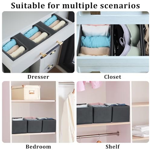 Drawer Organizer for Clothes, Underwear, Socks - 4Pcs Grey